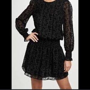 Parker Black Textured Long Sleeve Dress